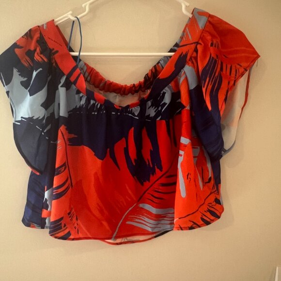 NWT Nicholas Off-Shoulder Tropical Print Crop Top size 4 - Picture 6 of 12